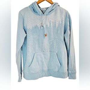 [Tentree Juniper]Organic Cotton Pull- Over Hoodie-Blue Haze "Tree Skyline" Large